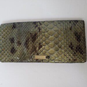 Cole Haan Patent Faux Leather Python Snake Skin Print Envelope Clutch Handbag